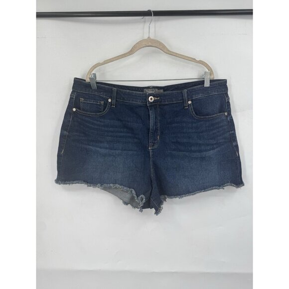 Torrid Plus Size Denim Cut Off Shorts Women 20 Blue Dark Wash High Rise Preppy - Picture 1 of 8